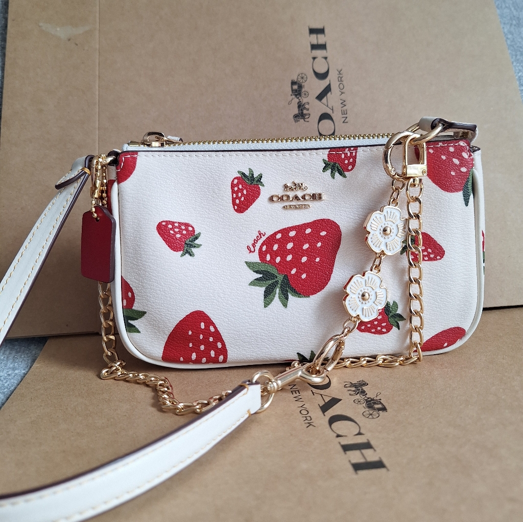 Nwt Coach Nolita 19 With Wild Strawberry Print Ch533 + Free Chain